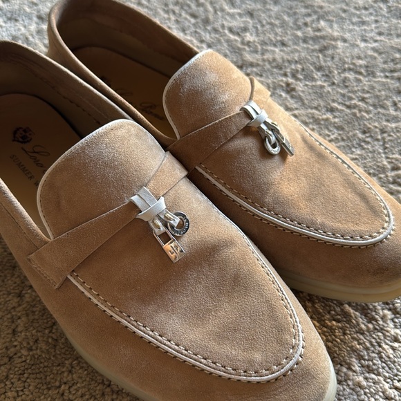 Lori Piana summer charm loafers in tan with white detailing 38 - Picture 2 of 4